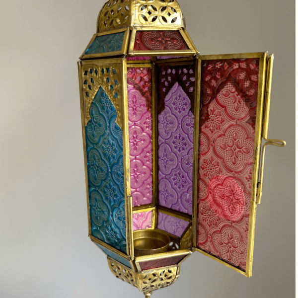 Large Moroccan Style Tonal Glass Lantern Handmade