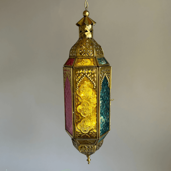 Large Moroccan Style Tonal Glass Lantern Handmade