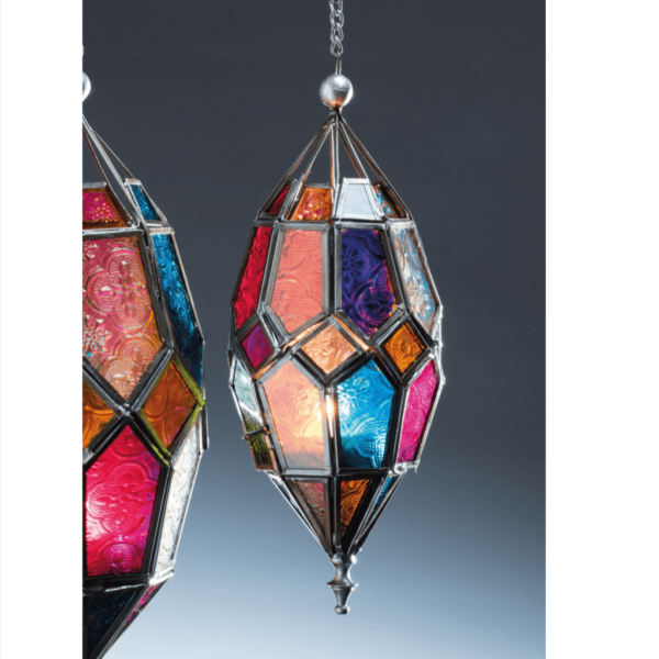 Hanging multicolour Moroccan glass lantern