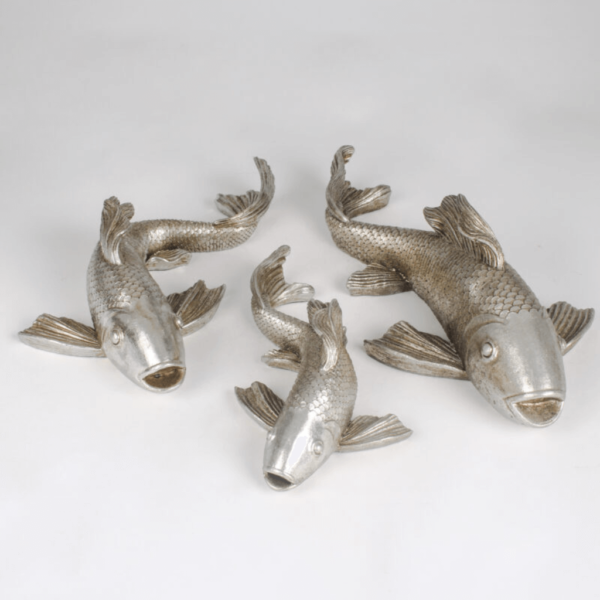 Set of 3 silver Koi Carp. Wall art